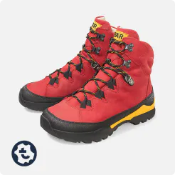 Mountain Comfort Hiking Boots 2.0 in Red with Yellow Accents for Men